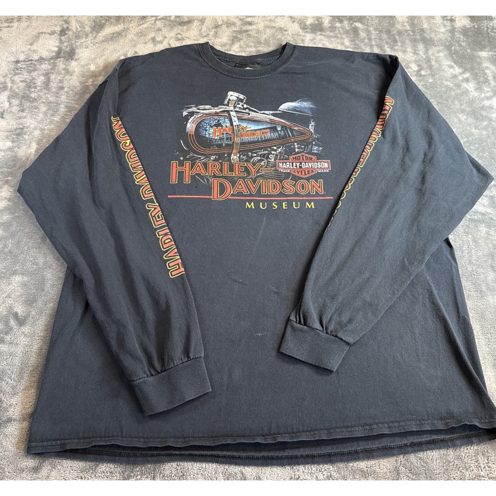 VTG Harley-Davidson Museum Milwaukee WI Black Long Sleeve T-Shirt Size 2XL - Picture 1 of 9